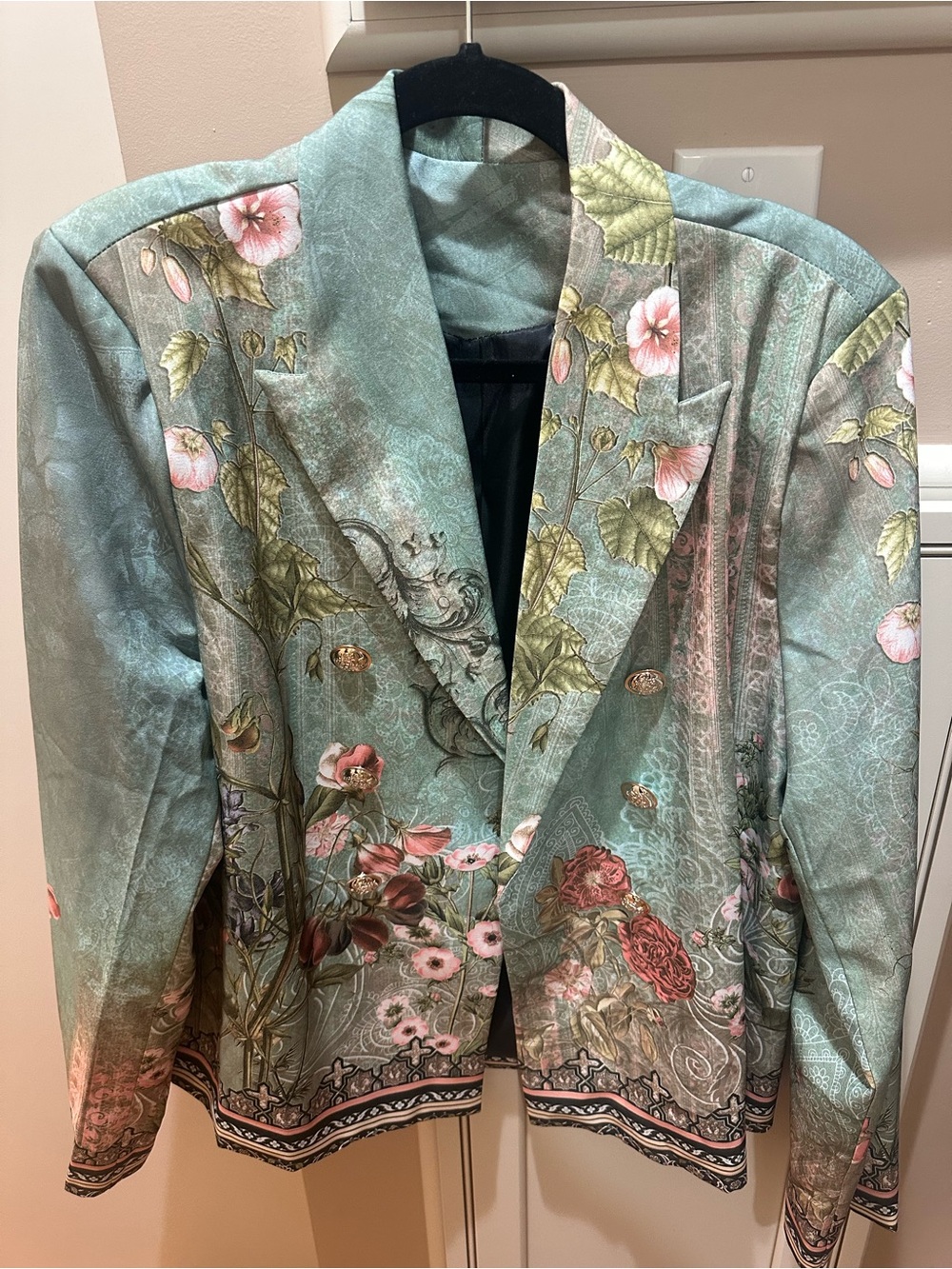 Floral Patterned Women's Blazer 2XL